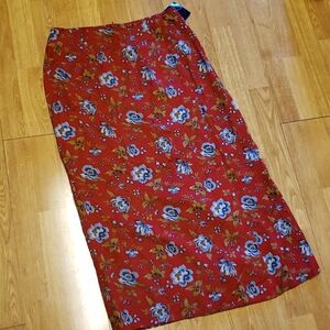 NWT cottage core floral faux wrap skirt sz 12